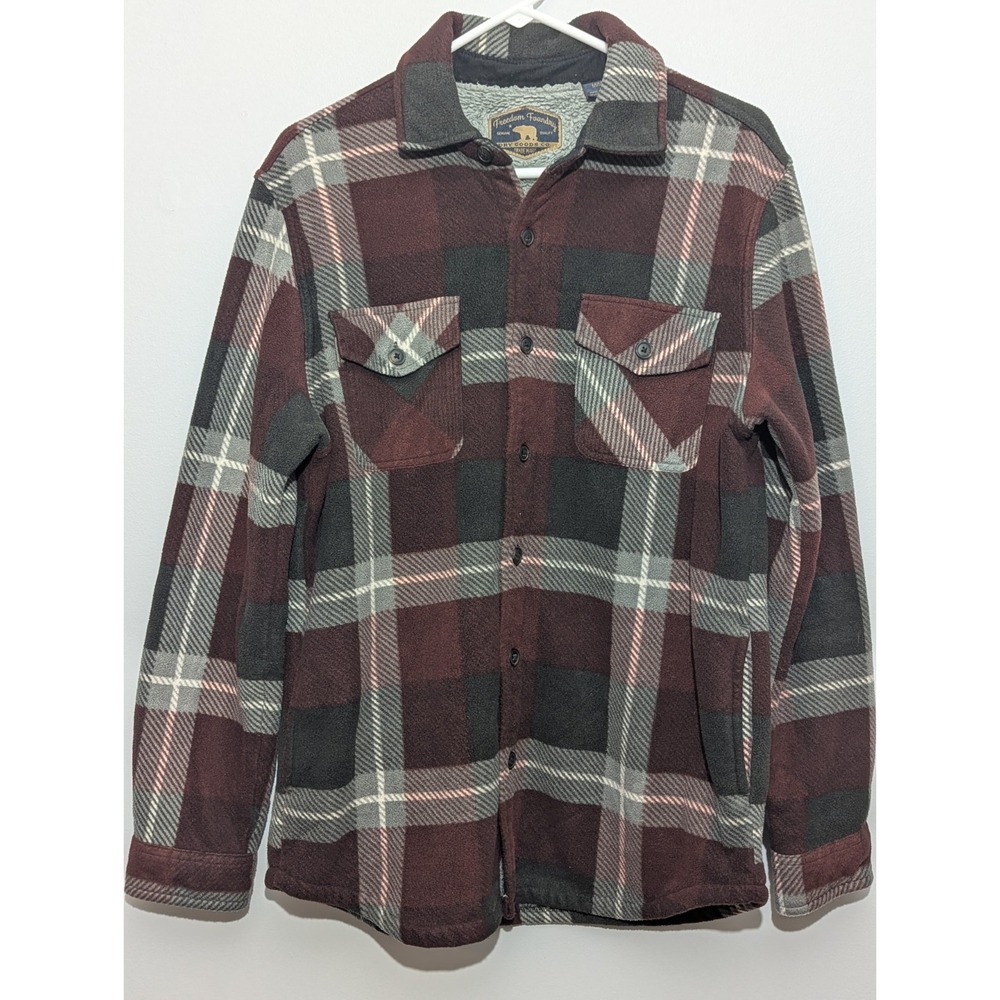 Z4 Freedom Foundry Flannel‎ Sherpa Fleece Plaid Button Up  Jacket Men's Large